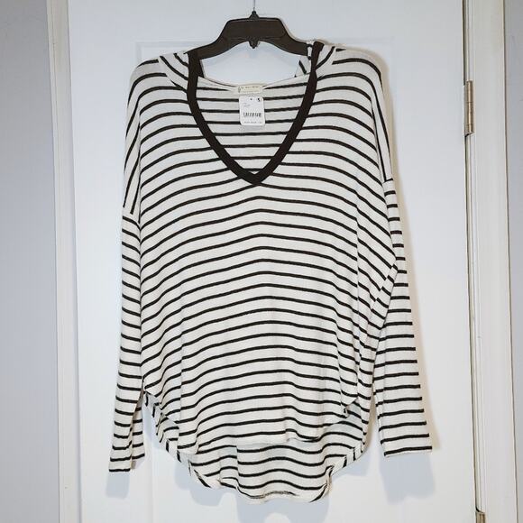 Free People Movement V-neck Striped Hoodie - Picture 1 of 5